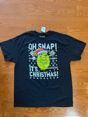 DreamWorks Shrek Black and White Graphic Tee with Red Accent